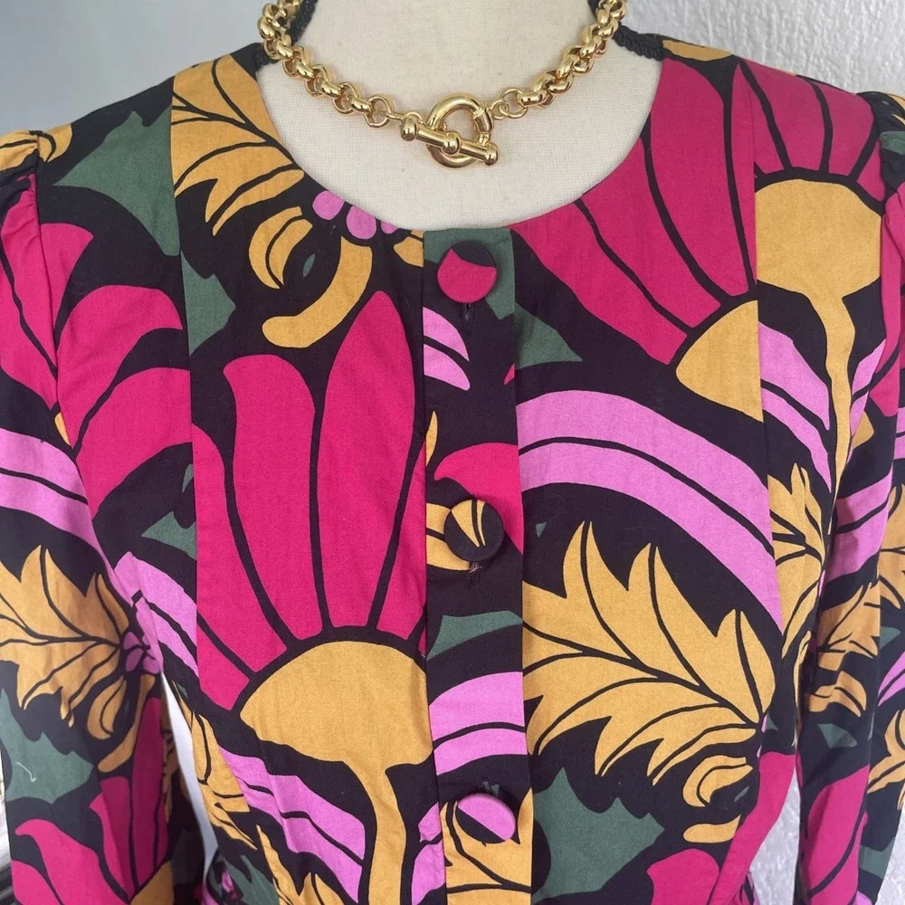 NEW J Crew Vibrant Floral Tiered Long Sleeve Dress Size 6